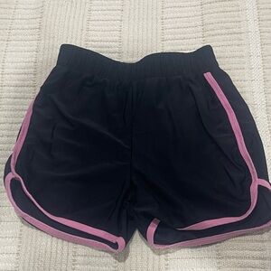 Girls' Black Athletic Shorts with Pink Trim - Pull-On Active Style